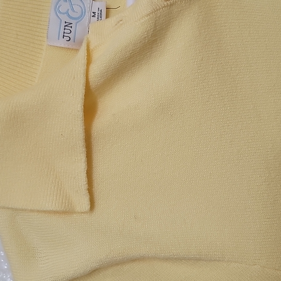 Francesca's Women's Lea Button Front Polo Yellow Crop Sweater - Picture 7 of 8